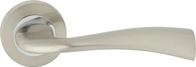 Produktbild von DOMINO Türgriff Drückergarnitur | Türklinke für Zimmertür, Bürotür, Kellertür & Innentür | Türbeschläge aus Aluminium | Chrom/Nickel Türdrückergarnitur| FLY-R ECO M6/M9