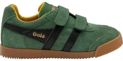 Image de Baskets de sport Gola Harrier pour enfants, modèle à scratch, couleur verte, taille UK 32