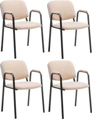 Produktbild von CLP 4er Set Stapelstühle Ken Pro Stoffbezug gepolstert mit Armlehnen bis 150 kg creme