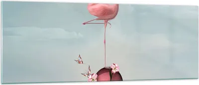 Produktbild von Bilder auf glas - Flamingo Blume Grafik Illustration - 140x50cm - Glasbilder - Wandbilder - Kunstdruck - Wanddekoration aus Glas - Glas Bilder - Wandbild auf Glas - GAB140x50-3187