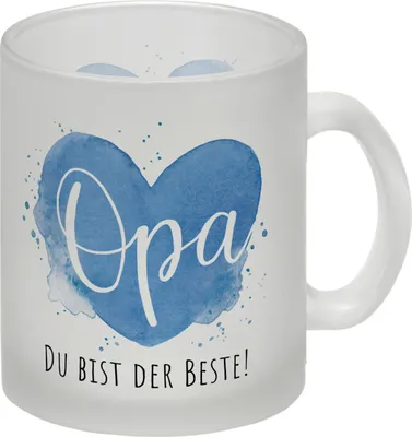 Produktbild von Bester Opa Glas Tasse mit Spruch Opa Du bist der Beste