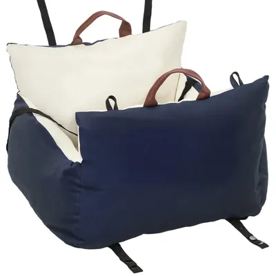 Obrázek produktu pro Autosedačka pro psy do 5 kg | Barva: modrá + hnědá | Rozměry: 53x49x36 cm