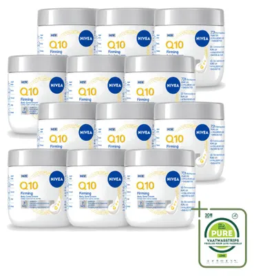 Immagine prodotto di 12 confezioni di crema corpo NIVEA Q10, effetto tonificante e anti-età, 400 ml per confezione - confezione grande - 12 pezzi