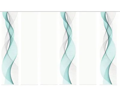 Produktbild von Schiebegardine Digitaldruck Opalia weiß türkis 6er-Set 60x245 cm