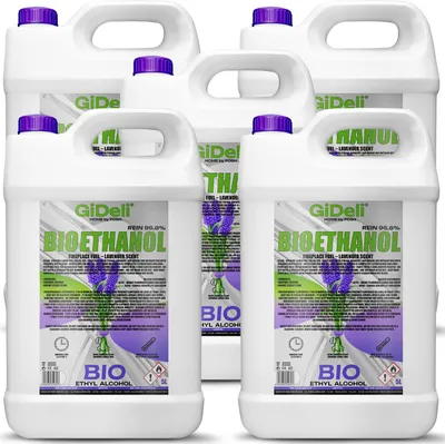 Zdjęcie produktu dla Bioetanol o zapachu lawendy 96,6% 25 l do kominków uniwersalnych, bez dymu i sadzy GiDeli