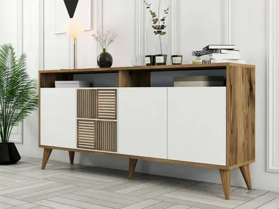 Immagine prodotto di Dmora Credenza Garigliano 35x160x78.6h cm Bianco, Apertura Battente 4 Ante