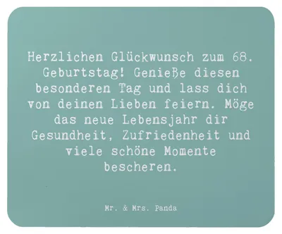 Produktbild von Mr. & Mrs. Panda Mouse Pad Spruch 68. Geburtstag Freude - Meeresbrise - Geschenk, Feiern, Mousepad, Alter, pc, Erinnerungen, mousematte, Happy Birthday, Mauspad, laptop
