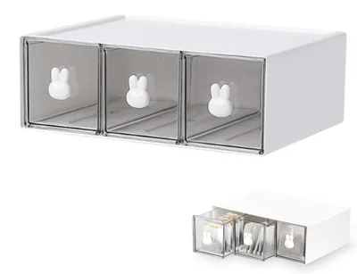 Stapelbare Aufbewahrungsbox mit 3 Schubladen, 23x17x8 cm