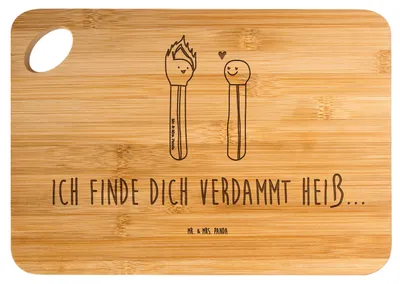 Produktbild von Mr. & Mrs. Panda Schneidebrett Streichhölzer - Transparent - Geschenk, Freundin, Liebesgeschenk, Küchenbrett, Frühstücksbrett, schneidunterlage, Holzbrett, Liebesbeweis