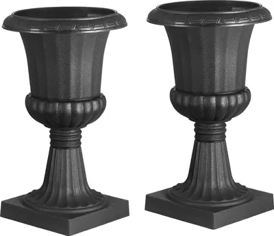 Immagine prodotto di SucceBuy fusi di fiori in plastica, 40x67 cm, set di 2, fioriere, vasi per piante, vasi di fiori neri, ideali per verande, matrimoni, feste, casa, palcoscenico, decorazione di balconi e patio