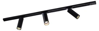 Image de Ledvion systeme rail LED 1m monophase Noir 3 spots blanc chaud