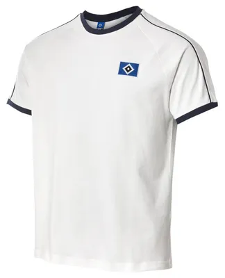 Produktbild von HSV T-Shirt Elwin Hamburger SV, Offizieller Fanartikel, Weißes T-Shirt mit gestickter Raute und dunkelblauen Details, 100% Baumwolle