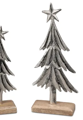 Produktbild von Dekoobjekt Baum mit Sternspitze H. 27cm aus Alu + Mango Holz Formano WA