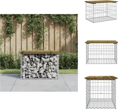 Produktbild von vidaXL Gartenbank aus Gabionen 63x44x42 cm Kiefernholz Imprägniert -  Gartenbänke