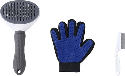 Produktbild von INF Tierpflege-Set mit Enthaarungsbürste, Handschuh und Flohkamm