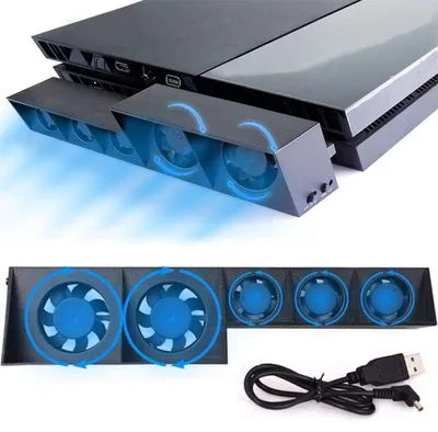 Produktbild von PS4 Lüfter, externer USB Kühler mit 5 Ventilatoren und Turbo Temperaturregelung für Konsole und Kühlung