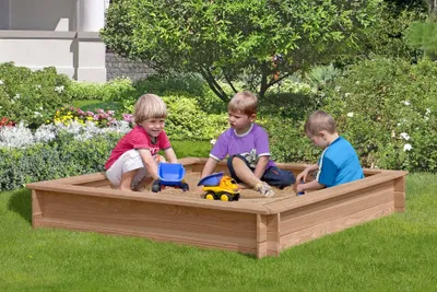 Zdjęcie produktu dla Piaskownica z drewna modrzewiowego 150x150x25cm