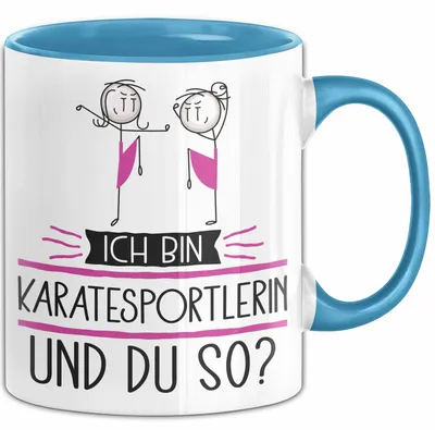 Produktbild von Karatesportlerin Tasse Geschenk Ich Bin Karatesportlerin Und Du So Geschenkidee Lustiger Spruch Becher (Blau)