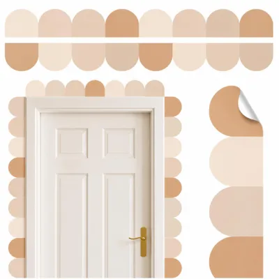Produktbild von Wandbordüre mit Bögen – Wandaufkleber in Beige – Boho-Wohnaccessoires – 5 m