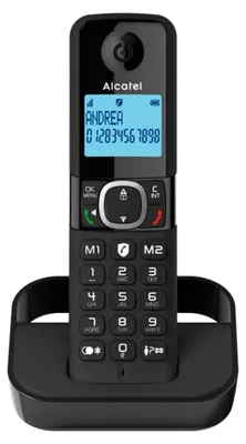Produktbild von Alcatel F860, Analoges/DECT-Telefon, Kabelloses Mobilteil, Freisprecheinrichtung, 100 Eintragungen, Anrufer-Identifikation, Schwarz