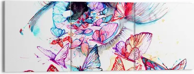 Produktbild von Bild auf Leinwand - Leinwandbild - Auge Butterflys Fantasie Fantasie - 150x50cm - Wand Bild - Wanddeko - Leinwanddruck - Bilder - Kunstdruck - Leinwand bilder - Wandkunst - CA150x50-3096