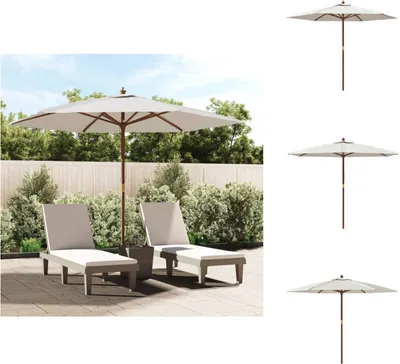 Image de vidaXL Parasol avec mât en bois sable 299x240 cm - Parasols & ombrelles