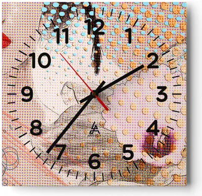 Produktbild von Wanduhr - Quadrat - Glasuhr - Blume Dame Kleid Eleganz - 40x40cm - Schleichendes Uhrwerk - Lautlos - zum Aufhängen bereit - Dekoration Modern - Wanddekoration aus Glas - C4AC40x40-3140