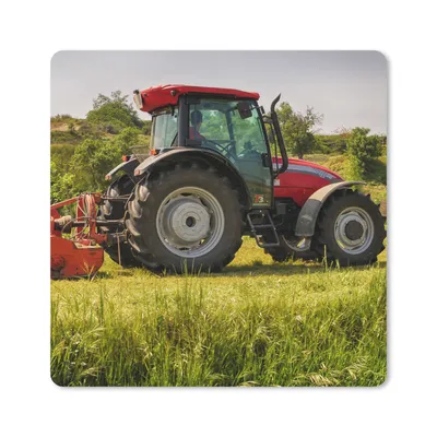 Produktbild von MuchoWow® Mauspad Mousepad Traktor - Rot - Natur - Grün - Landleben 20x20 cm - Mousepads - Maus Mat - Pad - Mausunterlage - Desk Mat - Bureauartikeln