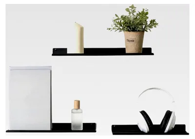 Produktbild von Wandregal Metall 3er Set, Matt Schwarz, Schweberegal Wandboards Bücherregal für Wohnzimmer, Küche, Badezimmer, Schlafzimmer