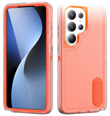 Produktbild von Hülle für Samsung Galaxy S26 Ultra Hybrid Dreilagige Robust Stoßfest Schwerlast Schutzhülle mit Ständer Orange