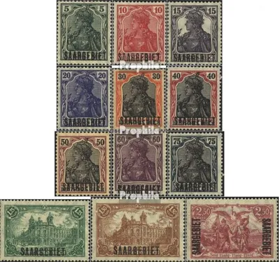 Produktbild von Briefmarken Saarland 1920 Mi 32-43 (kompl.Ausg.) gestempelt Germania mit Aufdruck