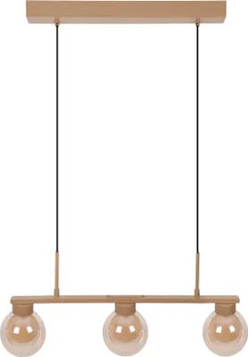 Image de Luminaires Näve Suspension 3 lampes « DONIKA » L : 64 cm Suspension 3 lampes « DONIKA » L : 64 cm Suspension - Suspension 3 lampes « DONIKA » L : 64 cm, lampe suspendue de style scandinave, en métal et verre marron, hauteur 150 cm, dimensions 64 x 12 cm, douille G9