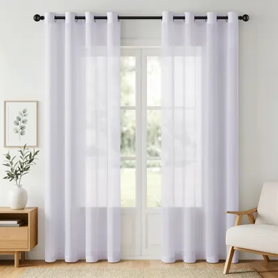 Productafbeelding van Set van 2 Transparante Voile Gordijnen met Oogjes 140 x 245 cm