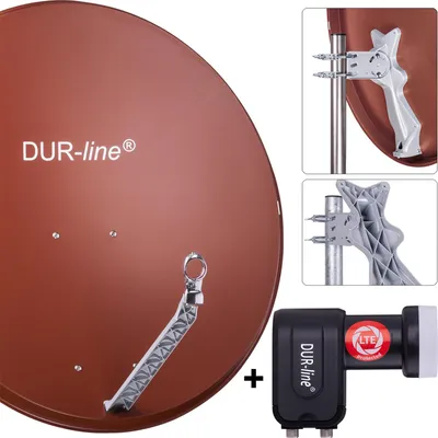Produktbild von DUR-line Select 85/90cm Komplettanlage rot + Twin LNB