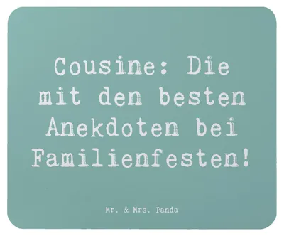 Produktbild von Mr. & Mrs. Panda Mousepad Spruch Cousine Anekdoten - Meeresbrise - Geschenk, Familienfest, Gelächter, mousematte, Familie, Erinnerungen, Mouse Pad, laptop, Erzählkunst