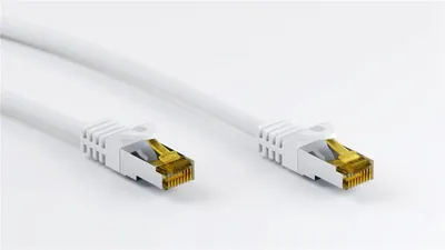 Immagine prodotto di Goobay 91089 Cavo patch RJ45 CAT 6A S/FTP (PiMF), 500 MHz con cavo CAT 7 grezzo, bianco, 0,25 m - LSZH senza alogeni, rame, spina RJ45 (CAT 6A)