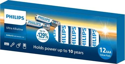 Produktbild von Philips Ultra Alkaline AAA-Batterien (LR03) 12 Stück