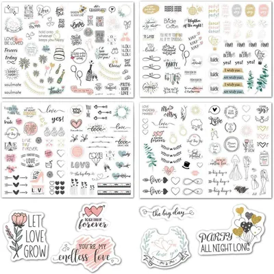 Produktbild von Hochzeitsaufkleber Vintage Liebe, 230 Stück, 4 Bögen, für Gästebuch und Dekoration