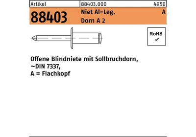 Produktbild von Reyher  Offene Blindniete Alu/A2 FLAKO A4x12 (500 Stück)