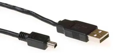 Obrázok produktu pre ACT USB 2.0 A - 4 pin Mini B, 1,8 m, USB A, Mini-USB B, Samec/samec, Čierna