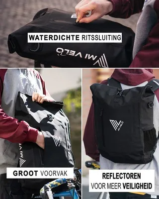 Image de Sacoche de vélo 3-en-1 – Sac à dos de vélo étanche avec protection pour ordinateur portable – Sacoche d'épaule polyvalente pour porte-vélos