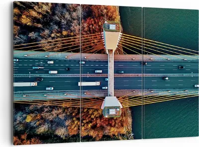 Produktbild von Bild auf Leinwand - Leinwandbild - 3 Teile - Brücke Siekierkowski Warschau - 165x110cm - Wand Bild - Wanddeko - Wandbilder - Leinwanddruck - Bilder - Wanddekoration - Leinwand bilder - CE165x110-4663