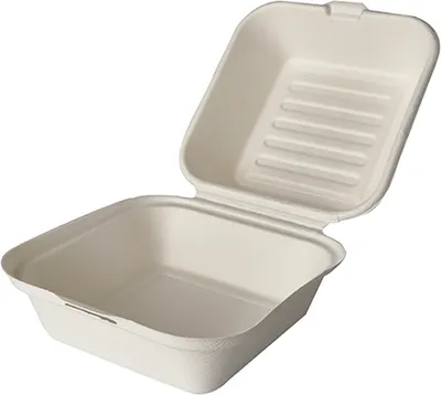 Produktbild von Papstar Hamburger Boxen aus Zuckerrohr weiß 14 x 15 x 8 cm 25 Stück