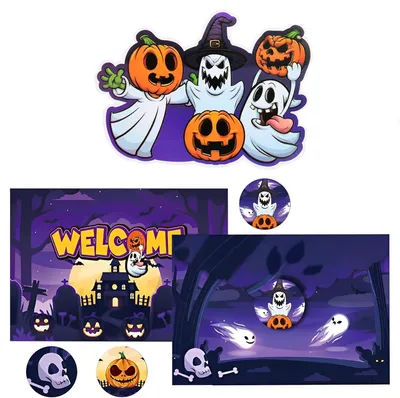 Obrázek produktu pro 12 pozvánek na Halloween, obálky, pohlednice, samolepky, německy