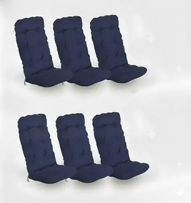 Produktbild von Beautissu 6er Set Hochlehner Auflagen Flair HL, 120x50x8cm, Dunkelblau