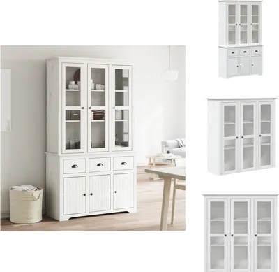 Obrázok produktu pre vidaXL Vysoká doska BODO biela 115,5x43x200,5 cm z masívneho borovicového dreva - Bočnice