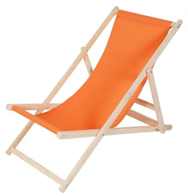 Image de Bain de soleil Orange Meuble de plage Chaise de camping Bois pliable Siège de balcon
