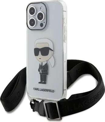 Obrázek produktu pro Pouzdro na zadní stranu telefonu iPhone 15 od Karla Lagerfelda – IML IKONIK CROSSBODY – průhledné