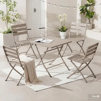 Produktbild von home24 Gartenessgruppe - 5-teilig - Stahl - Anthrazit