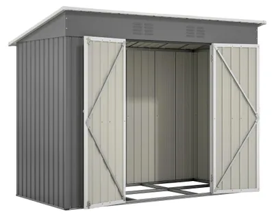 Produktbild von Gartenhaus, Wetterfeste Metallkonstruktion, Langlebiges Design, GRAU, 8x4ft
